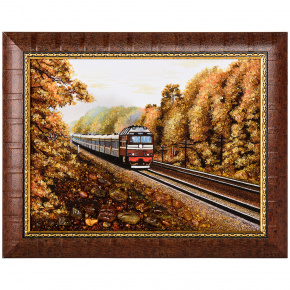 Картина янтарная "Поезд" 30х40 см, фотография 0. Интернет-магазин ЛАВКА ПОДАРКОВ