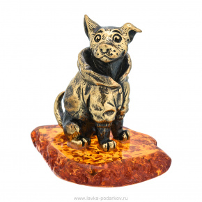 Статуэтка с янтарем "Собака Шарик", фотография 0. Интернет-магазин ЛАВКА ПОДАРКОВ