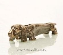 10602 Бронза Визитница настольная "Такса БЕРРИМОР"  15,5*2,5см