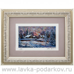 Картина перламутровая "Зима в деревне" 27х22 см