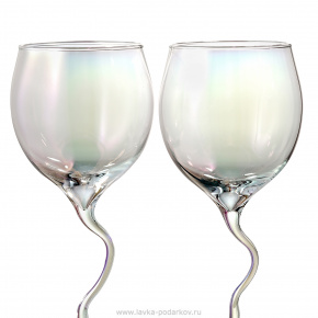 Набор 2 бокала для вина 400 мл "Радуга" изогнутая ножка, фотография 0. Интернет-магазин ЛАВКА ПОДАРКОВ