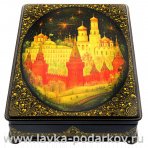 Лаковая миниатюра шкатулка "Москва". Палех