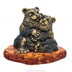 Статуэтка с янтарем "Медведи. Любовь", фотография 0. Интернет-магазин ЛАВКА ПОДАРКОВ