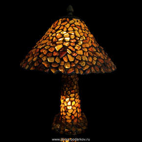 Бронзовая настольная лампа "Зонтик" с янтарем, фотография 0. Интернет-магазин ЛАВКА ПОДАРКОВ