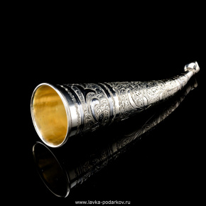 Рог для вина из серебра 875*, гравированный, фотография 0. Интернет-магазин ЛАВКА ПОДАРКОВ