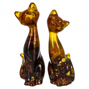 Набор статуэток из янтаря "Две кошки", фотография 0. Интернет-магазин ЛАВКА ПОДАРКОВ