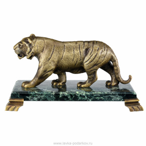 Бронзовая скульптура "Тигр" на каменной подставке, фотография 0. Интернет-магазин ЛАВКА ПОДАРКОВ