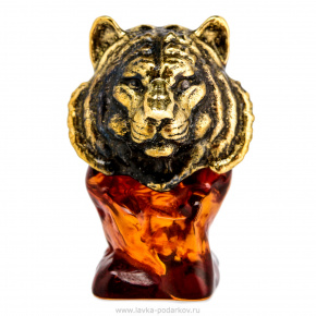 Статуэтка с янтарем "Бюст тигра", фотография 0. Интернет-магазин ЛАВКА ПОДАРКОВ