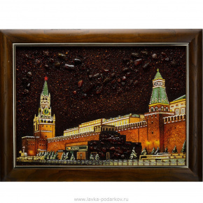 Картина янтарная "Кремлёвская набережная. Ночь", фотография 0. Интернет-магазин ЛАВКА ПОДАРКОВ