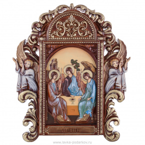 Икона деревянная "Троица" 75х65 см, фотография 0. Интернет-магазин ЛАВКА ПОДАРКОВ