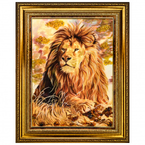 Картина янтарная "Лев" 60х80 см, фотография 0. Интернет-магазин ЛАВКА ПОДАРКОВ