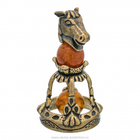 Статуэтка с янтарем "Год лошади", фотография 0. Интернет-магазин ЛАВКА ПОДАРКОВ