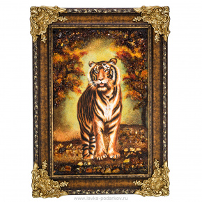 Картина янтарная "Тигр" 60х40 см, фотография 0. Интернет-магазин ЛАВКА ПОДАРКОВ