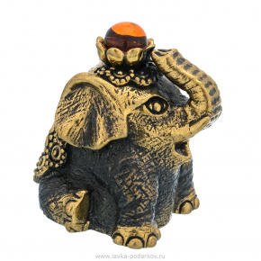 Колокольчик с янтарем "Слон", фотография 0. Интернет-магазин ЛАВКА ПОДАРКОВ