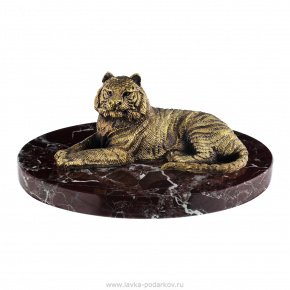 Бронзовая скульптура на подставке из камня "Тигр", фотография 0. Интернет-магазин ЛАВКА ПОДАРКОВ