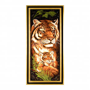 Картина янтарная "Тигрица с детенышем" 115х40см, фотография 0. Интернет-магазин ЛАВКА ПОДАРКОВ