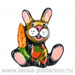Статуэтка "Кролик с морковкой". Хохлома