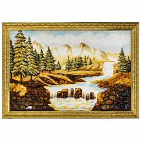Картина янтарная "Водопад в горах" 60х40 см, фотография 0. Интернет-магазин ЛАВКА ПОДАРКОВ