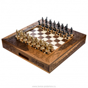 Шахматы деревянные с металлическими фигурами "Ледовое побоище", фотография 0. Интернет-магазин ЛАВКА ПОДАРКОВ