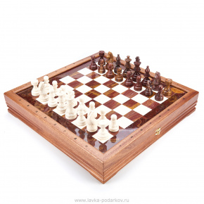 Шахматы из камня в ларце 43*43 см "Американские", фотография 0. Интернет-магазин ЛАВКА ПОДАРКОВ