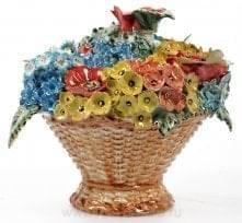 0013013-1,75л  Фарфор ШТОФ "Корзина" в цвете и золоте 1,75л в комплекте