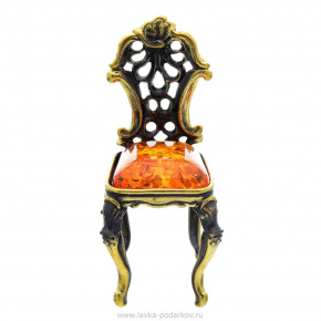 Статуэтка с янтарем "Винтажный стул" (коньячный), фотография 0. Интернет-магазин ЛАВКА ПОДАРКОВ