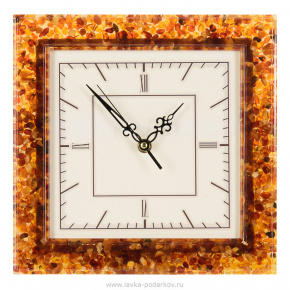Часы настенные из янтаря квадратные, фотография 0. Интернет-магазин ЛАВКА ПОДАРКОВ