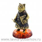 Сувенирный колокольчик "Кошка завуч" с янтарем