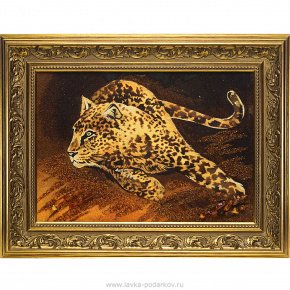 Картина янтарная "Леопард", фотография 0. Интернет-магазин ЛАВКА ПОДАРКОВ