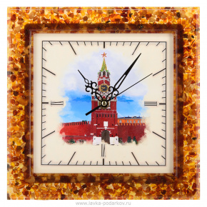 Часы настенные из янтаря "Кремль", фотография 0. Интернет-магазин ЛАВКА ПОДАРКОВ