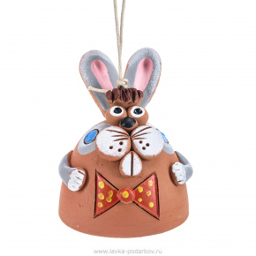 Керамический колокольчик "Кролик с бабочкой", фотография 0. Интернет-магазин ЛАВКА ПОДАРКОВ
