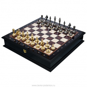 Современные подарочные шахматы с металлическими фигурами 48х48 см , фотография 0. Интернет-магазин ЛАВКА ПОДАРКОВ