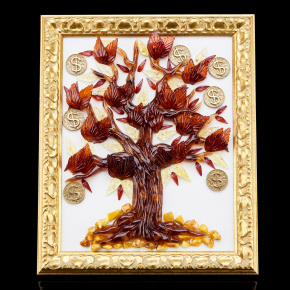 Настольное панно из янтаря "Дерево денежное", фотография 0. Интернет-магазин ЛАВКА ПОДАРКОВ