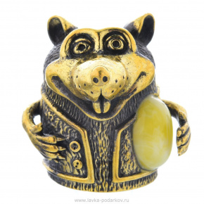 Сувенирный колокольчик "Крысик" с янтарем, фотография 0. Интернет-магазин ЛАВКА ПОДАРКОВ