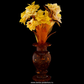 Композиция из янтаря "Цветы в вазе", фотография 0. Интернет-магазин ЛАВКА ПОДАРКОВ
