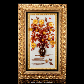 Картина янтарная "Розы в вазе" 99х64 см, фотография 0. Интернет-магазин ЛАВКА ПОДАРКОВ