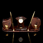 0056591 Обсидиан Бронза НАБОР ОФИСНЫЙ : часы+ 2 ручки, коричневый 