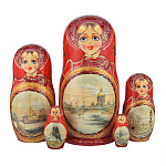 201157 Матрешка "САНКТ-ПЕТЕРБУРГ. ИСААКИЕВСКИЙ СОБОР ", 5 мест 18 см 