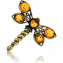 Брошь с янтарем "Стрекоза Стрелка", фотография 2. Интернет-магазин ЛАВКА ПОДАРКОВ