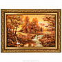 Картина янтарная "Домик у реки" 40х60 см, фотография 1. Интернет-магазин ЛАВКА ПОДАРКОВ