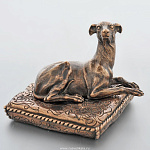 0021596 Бронза Скульптура "Левретка на подушке" патиниров.