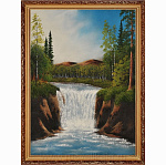 0017829/1596 Нат.камень КАРТИНА "Водопад" 50*70см багет  (1596)