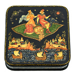 0071594/10*10см  Лаковая миниатюра Палех ШКАТУЛКА "Ковер-самолет" Седова