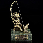 0019510 Бронза Статуэтка   "КОТОФЕЙ" на камне  11см (502)