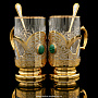 Чайный набор с подстаканниками "Малахит". Златоуст, фотография 3. Интернет-магазин ЛАВКА ПОДАРКОВ