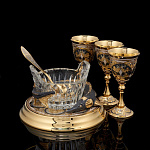 0021528/ФР Златоуст Икорница "Белуга" с ложкой+3 стопки (черн.серебра) в П/У (628)