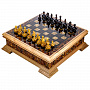 Шахматный ларец с инкрустацией и фигурами из янтаря 47х47 см, фотография 1. Интернет-магазин ЛАВКА ПОДАРКОВ