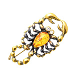 0045327/1665.4 Брошь Скорпион Хранитель (коньячный)