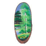 0066003/2221 Нат.камень ПАННО ОВАЛЬНОЕ на срезе дерева 45*50см 