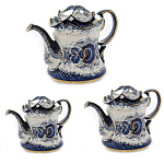  Гжель Чайник "Утро"Доливной  в золоте Авт. Алехин С.С.